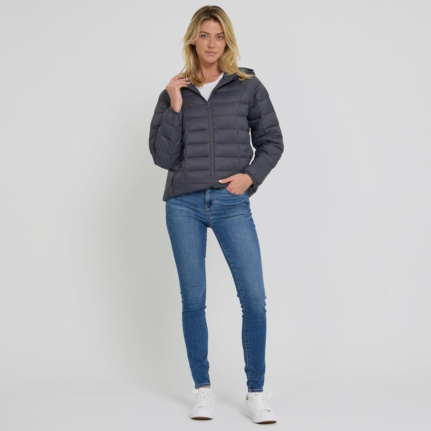 imageSpyder Packable Puffer Jacket Womens with Hood Lightweight Full Zip Winter Quilted Womens Puffer CoatCharcoal