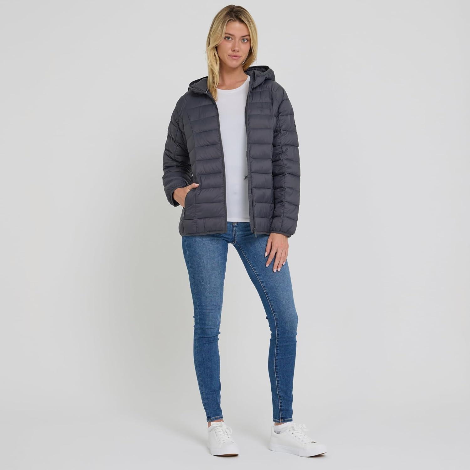 imageSpyder Packable Puffer Jacket Womens with Hood Lightweight Full Zip Winter Quilted Womens Puffer CoatCharcoal