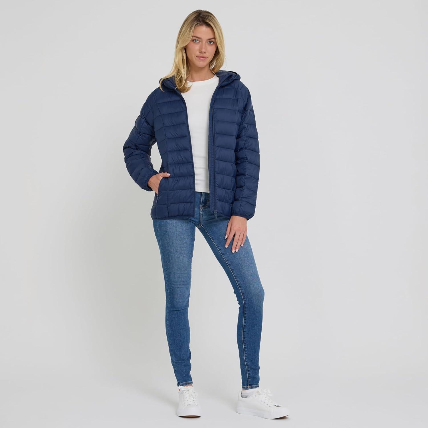 imageSpyder Packable Puffer Jacket Womens with Hood Lightweight Full Zip Winter Quilted Womens Puffer CoatNavy