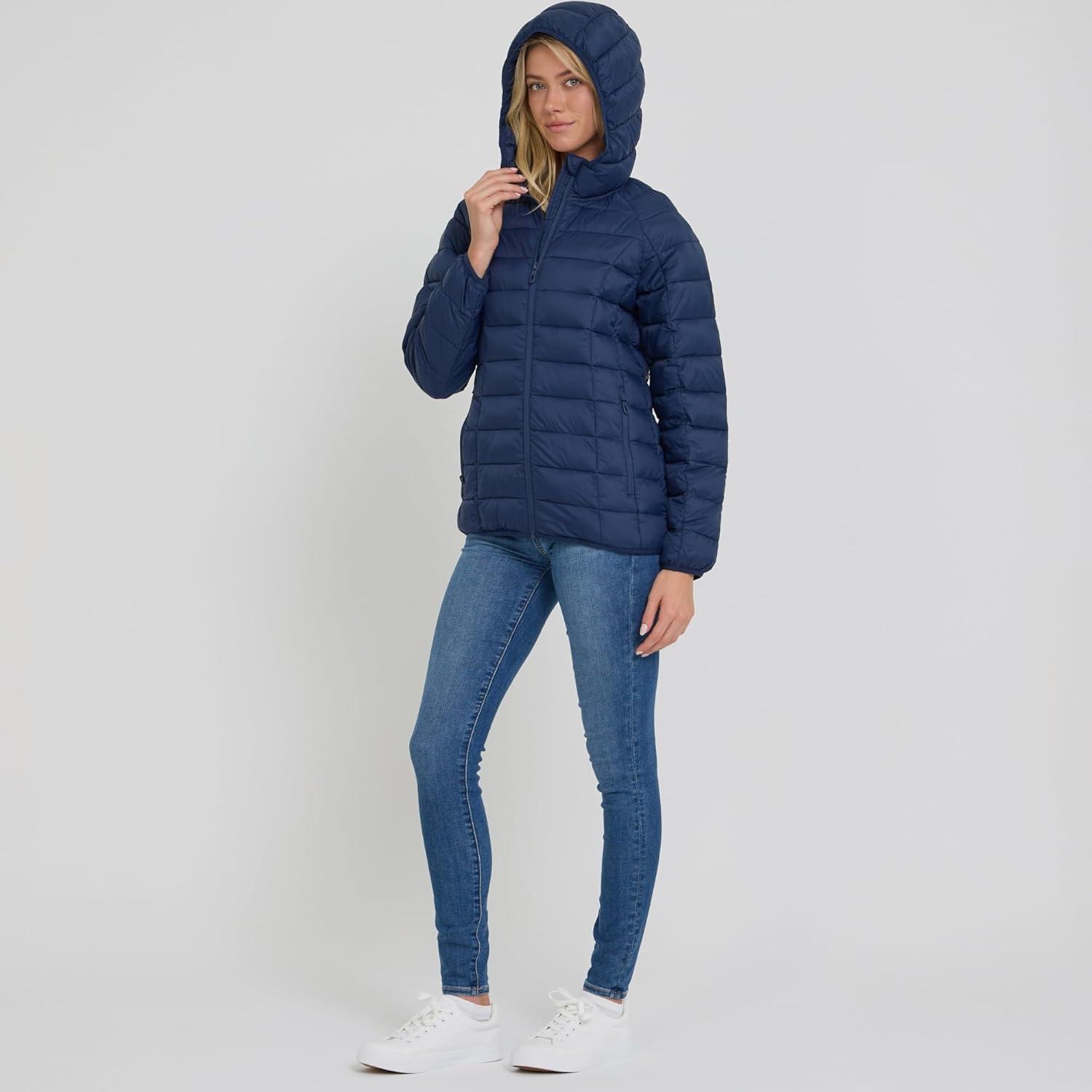 imageSpyder Packable Puffer Jacket Womens with Hood Lightweight Full Zip Winter Quilted Womens Puffer CoatNavy