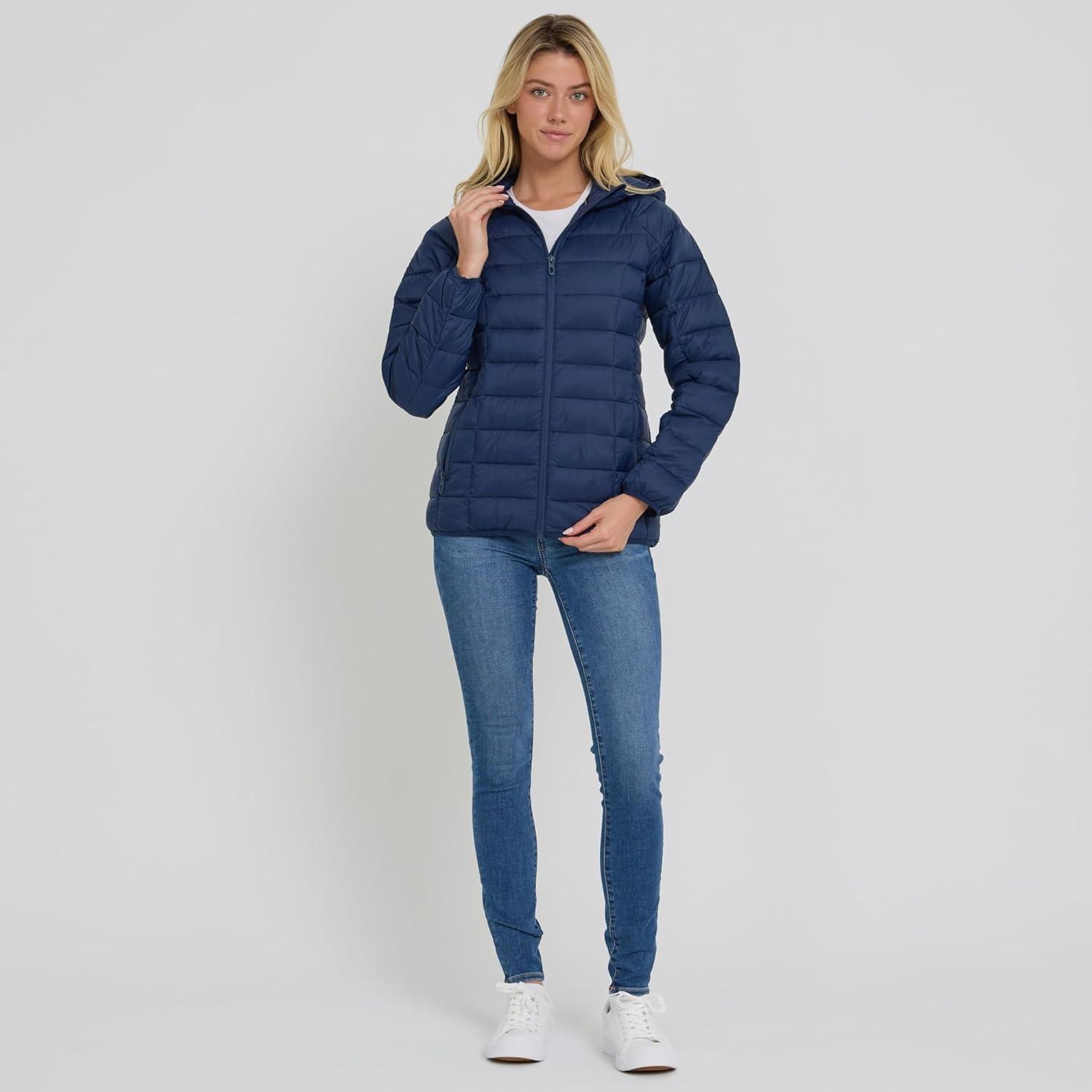imageSpyder Packable Puffer Jacket Womens with Hood Lightweight Full Zip Winter Quilted Womens Puffer CoatNavy