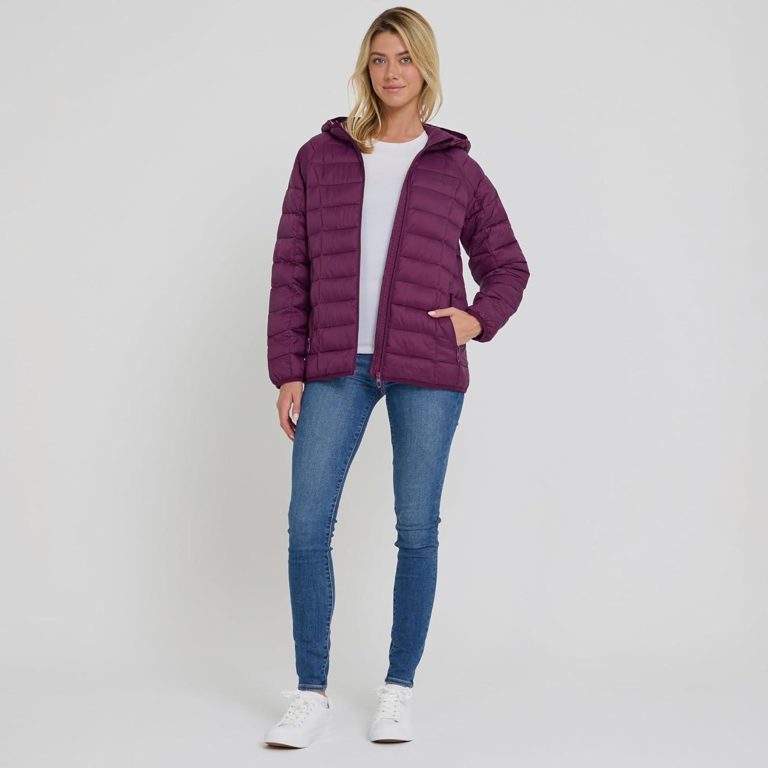 imageSpyder Packable Puffer Jacket Womens with Hood Lightweight Full Zip Winter Quilted Womens Puffer CoatWine