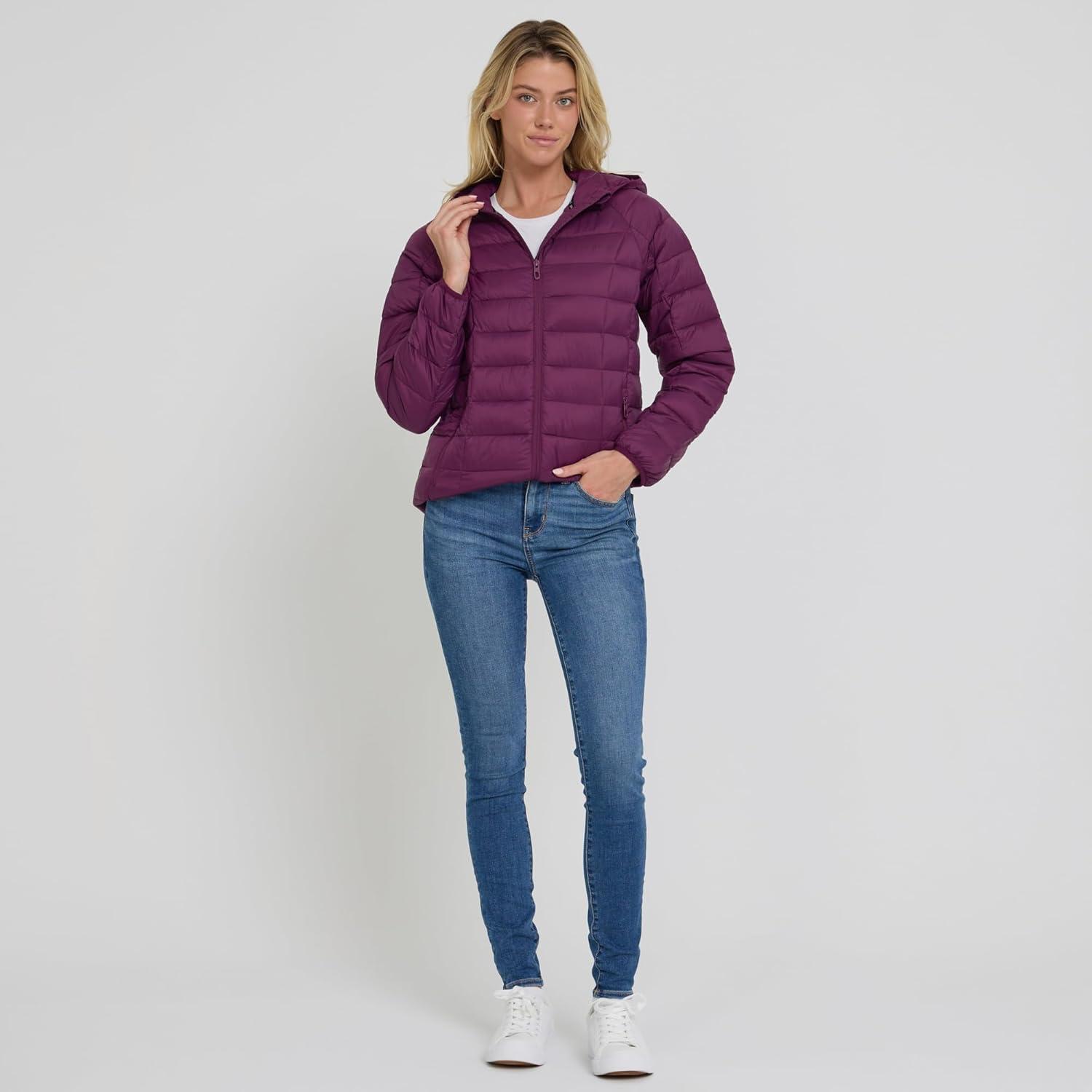 imageSpyder Packable Puffer Jacket Womens with Hood Lightweight Full Zip Winter Quilted Womens Puffer CoatWine