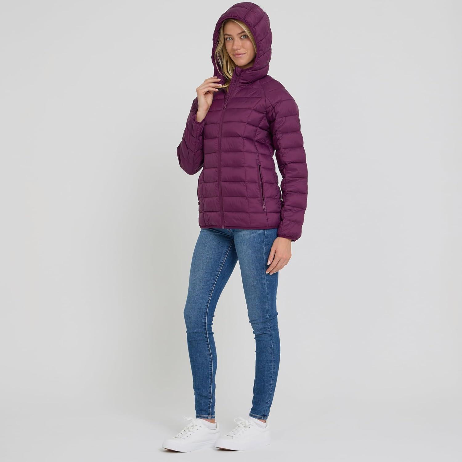 imageSpyder Packable Puffer Jacket Womens with Hood Lightweight Full Zip Winter Quilted Womens Puffer CoatWine