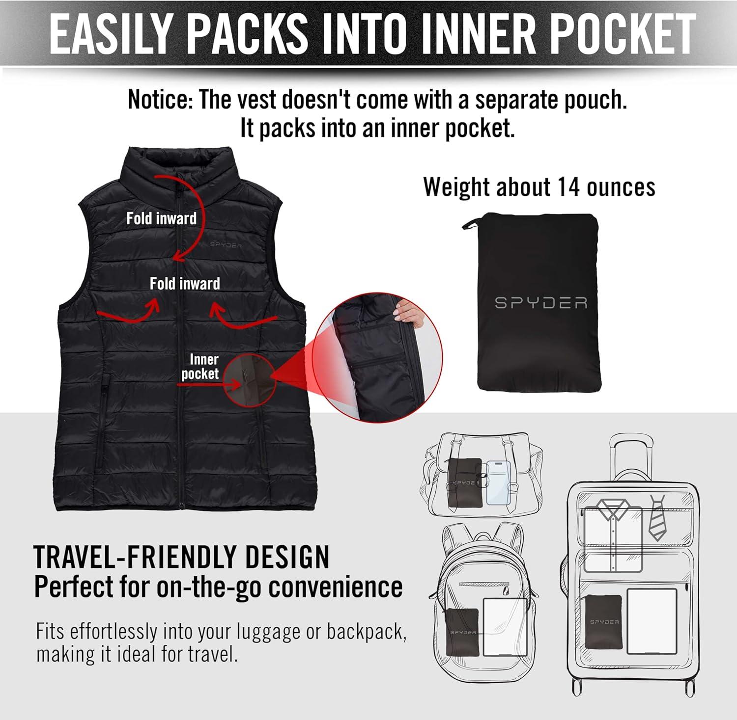 imageSpyder Womens Puffer Vest Lightweight Sleeveless Puffer Vest Women Cozy Fall Fashion Warm Quilted Jackets for WomenBlack