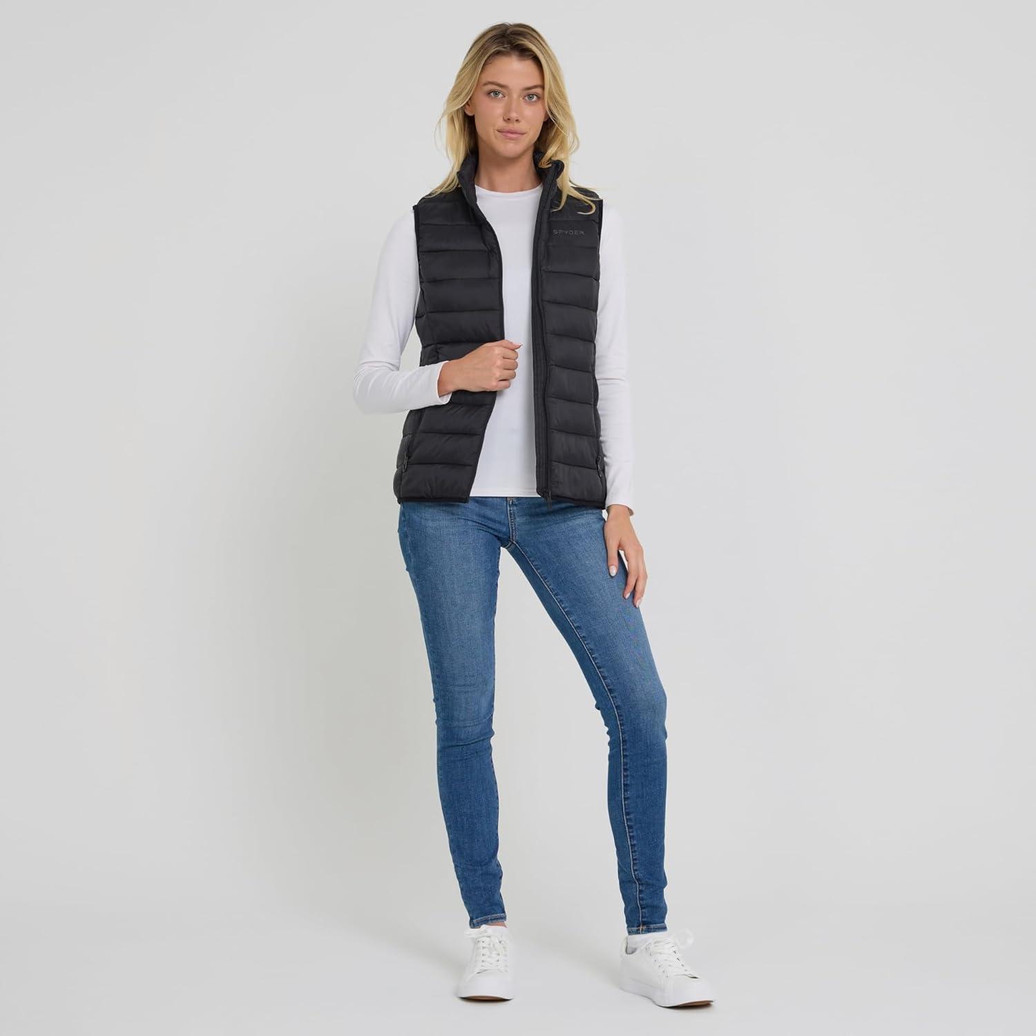 imageSpyder Womens Puffer Vest Lightweight Sleeveless Puffer Vest Women Cozy Fall Fashion Warm Quilted Jackets for WomenBlack