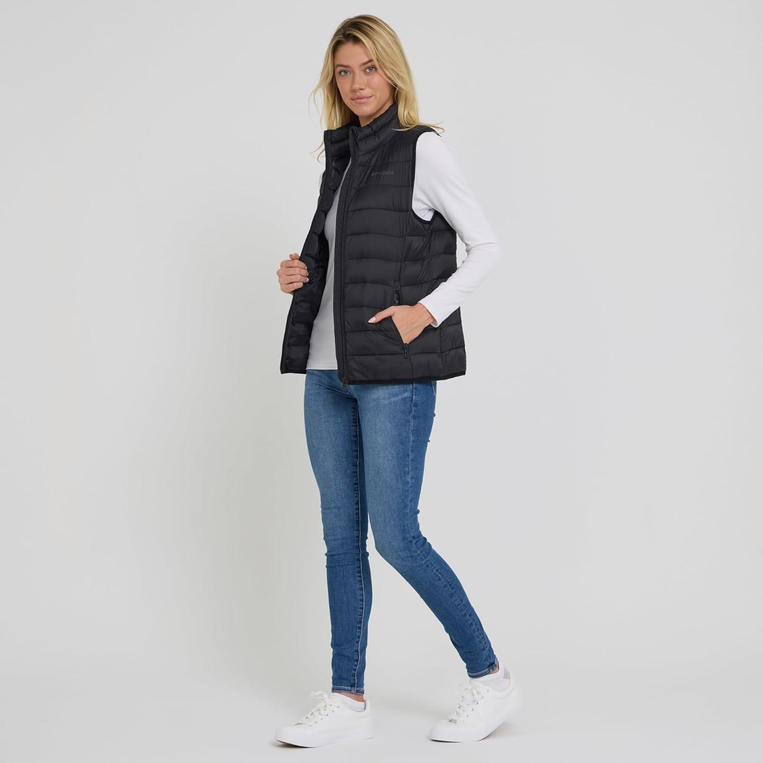 imageSpyder Womens Puffer Vest Lightweight Sleeveless Puffer Vest Women Cozy Fall Fashion Warm Quilted Jackets for WomenBlack