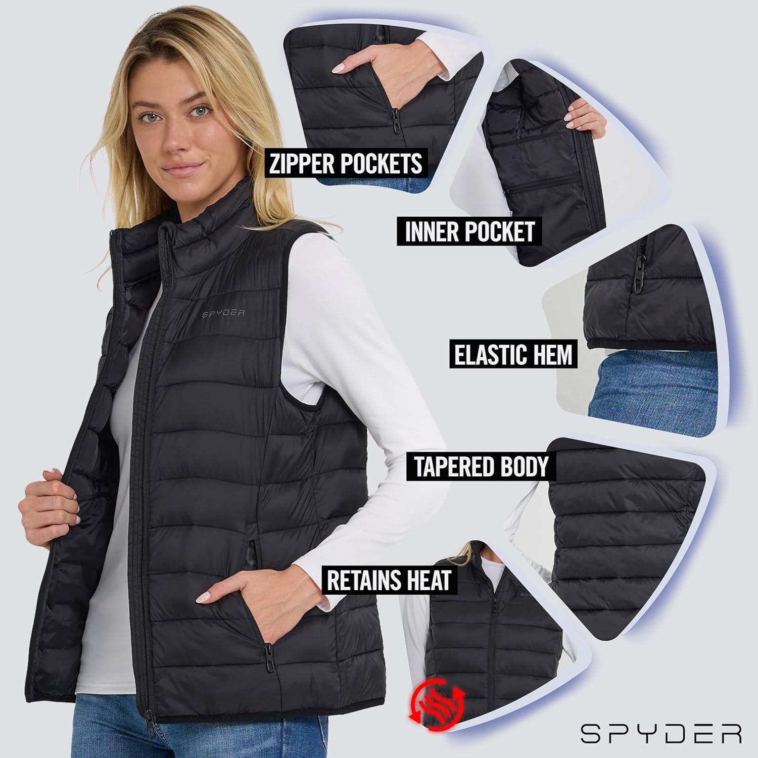 imageSpyder Womens Puffer Vest Lightweight Sleeveless Puffer Vest Women Cozy Fall Fashion Warm Quilted Jackets for WomenBlack