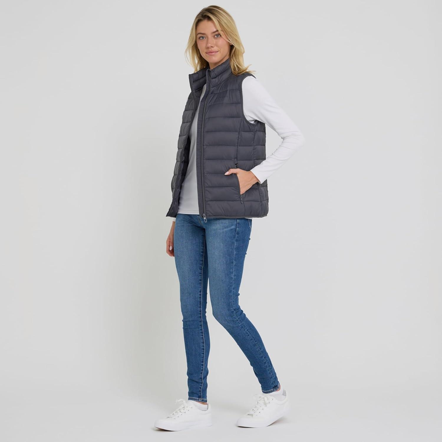 imageSpyder Womens Puffer Vest Lightweight Sleeveless Puffer Vest Women Cozy Fall Fashion Warm Quilted Jackets for WomenCharcoal