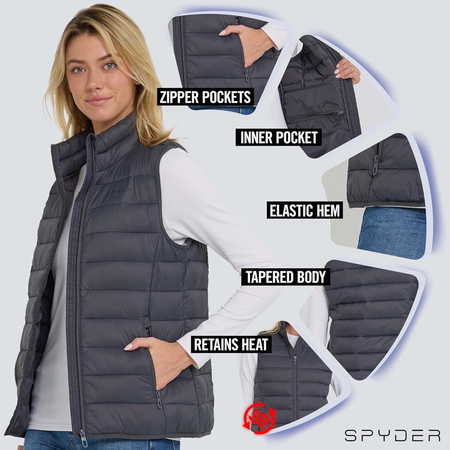 imageSpyder Womens Puffer Vest Lightweight Sleeveless Puffer Vest Women Cozy Fall Fashion Warm Quilted Jackets for WomenCharcoal