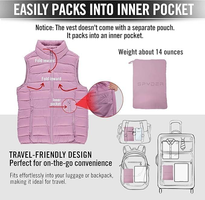imageSpyder Womens Puffer Vest Lightweight Sleeveless Puffer Vest Women Cozy Fall Fashion Warm Quilted Jackets for WomenOrchid