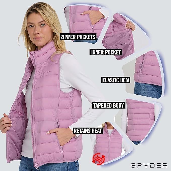 imageSpyder Womens Puffer Vest Lightweight Sleeveless Puffer Vest Women Cozy Fall Fashion Warm Quilted Jackets for WomenOrchid