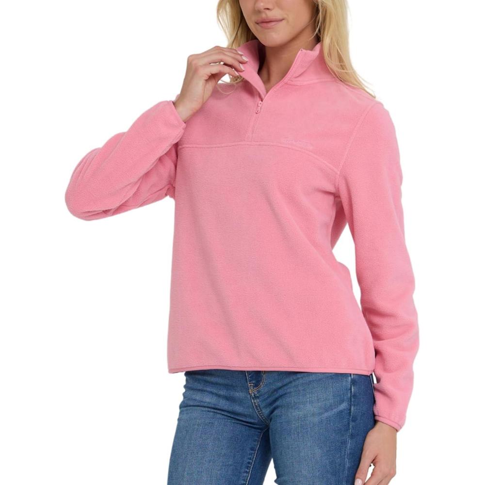imageSpyder Fleece Pullover Women Soft Quarter Zip Warm Lightweight Long Sleeve Sweater Top for Fall Winter Casual WearPink