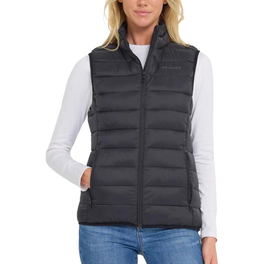 imageSpyder Womens Puffer Vest Lightweight Sleeveless Puffer Vest Women Cozy Fall Fashion Warm Quilted Jackets for WomenBlack