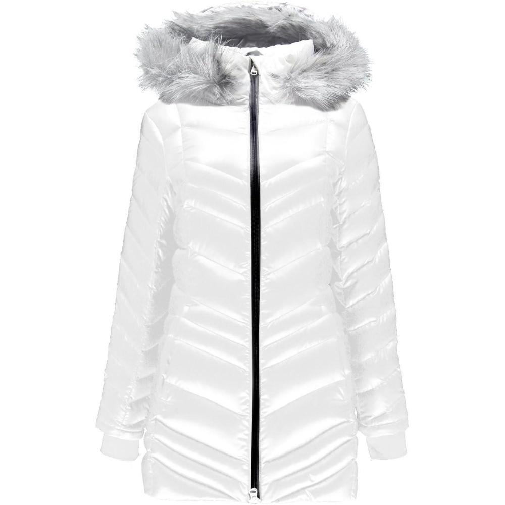 imageSpyder Womens Timeless Long Down Faux Fur OvercoatWhite