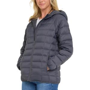 Spyder Packable Puffer Jacket Womens with Hood, Lightweight Full Zip Winter Quilted Womens Puffer Coat(Charcoal)