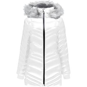 Spyder Women’s Timeless Long Down Faux Fur Overcoat(White)