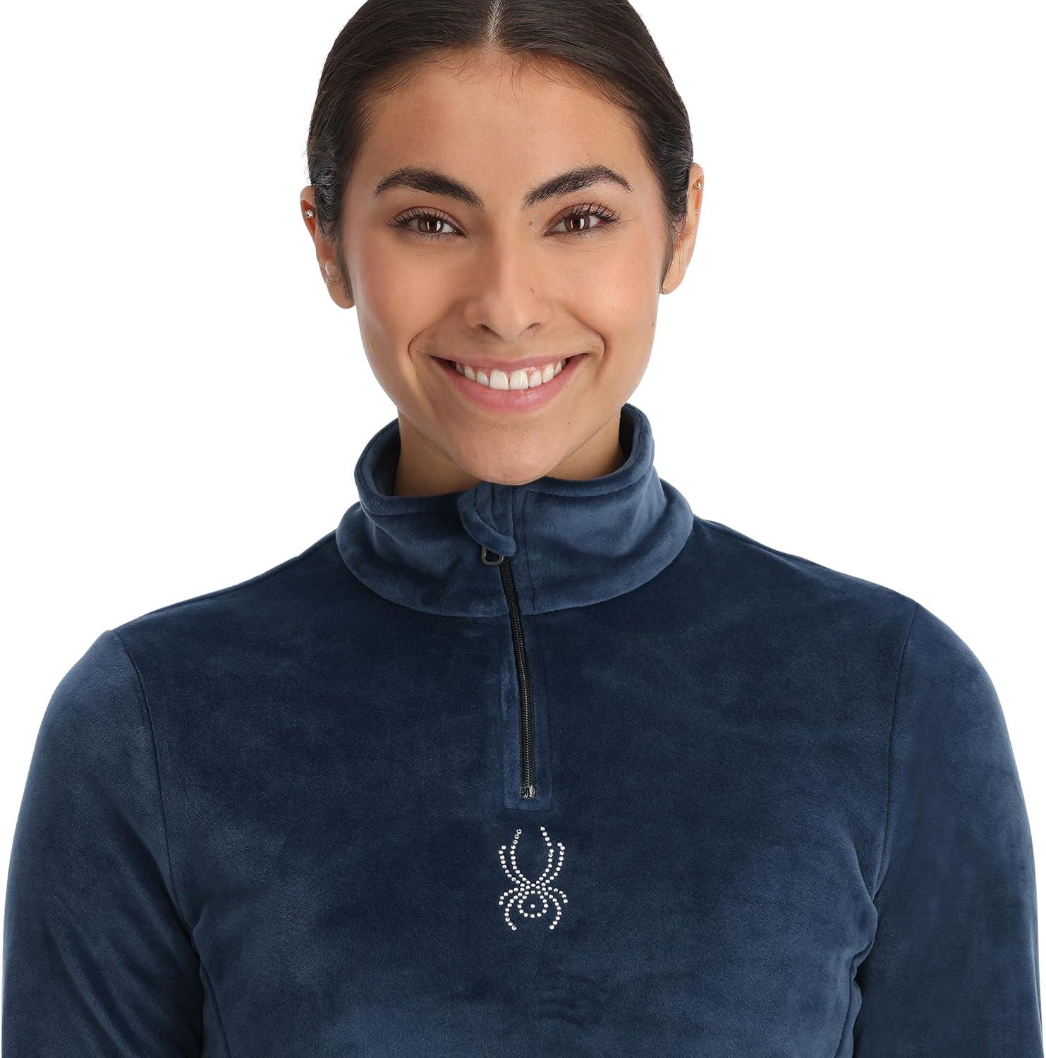 imageSpyder Womens Shimmer Bug Half Zip TNeck Ski Base LayerTrue Navy