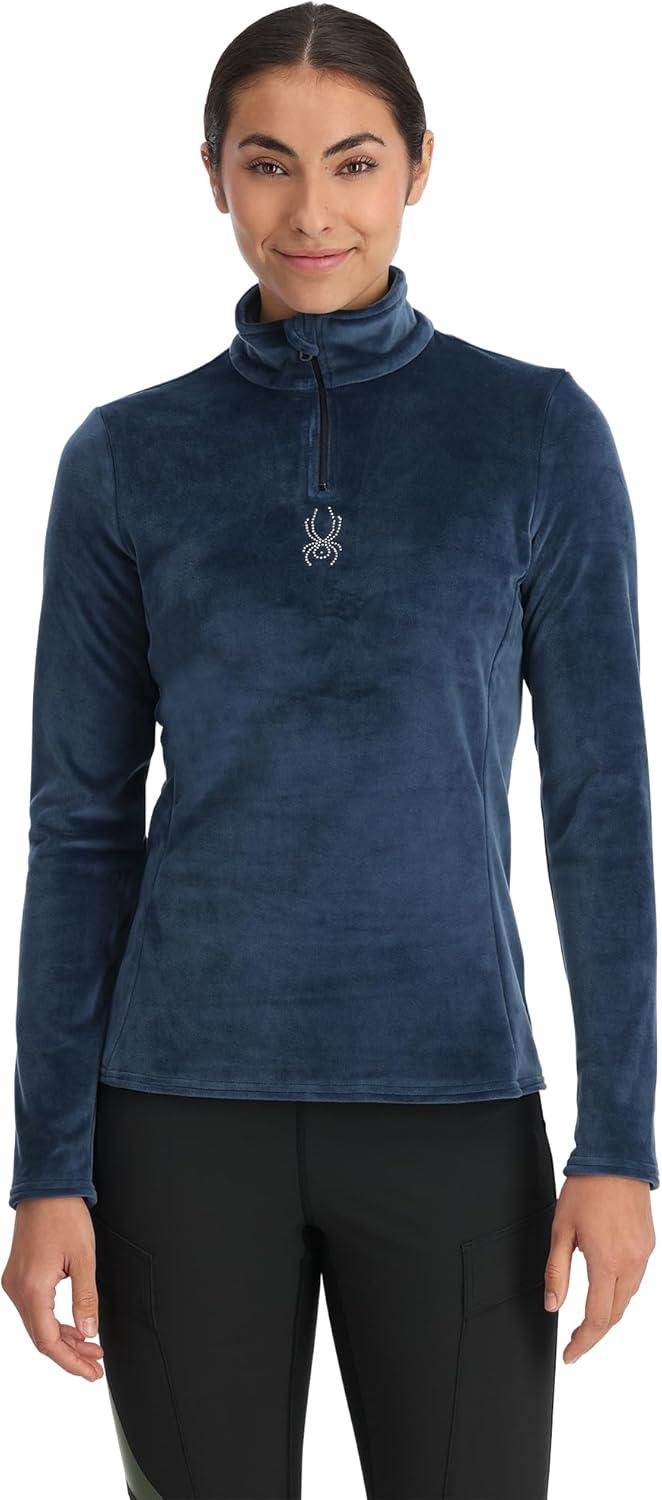 imageSpyder Womens Shimmer Bug Half Zip TNeck Ski Base LayerTrue Navy