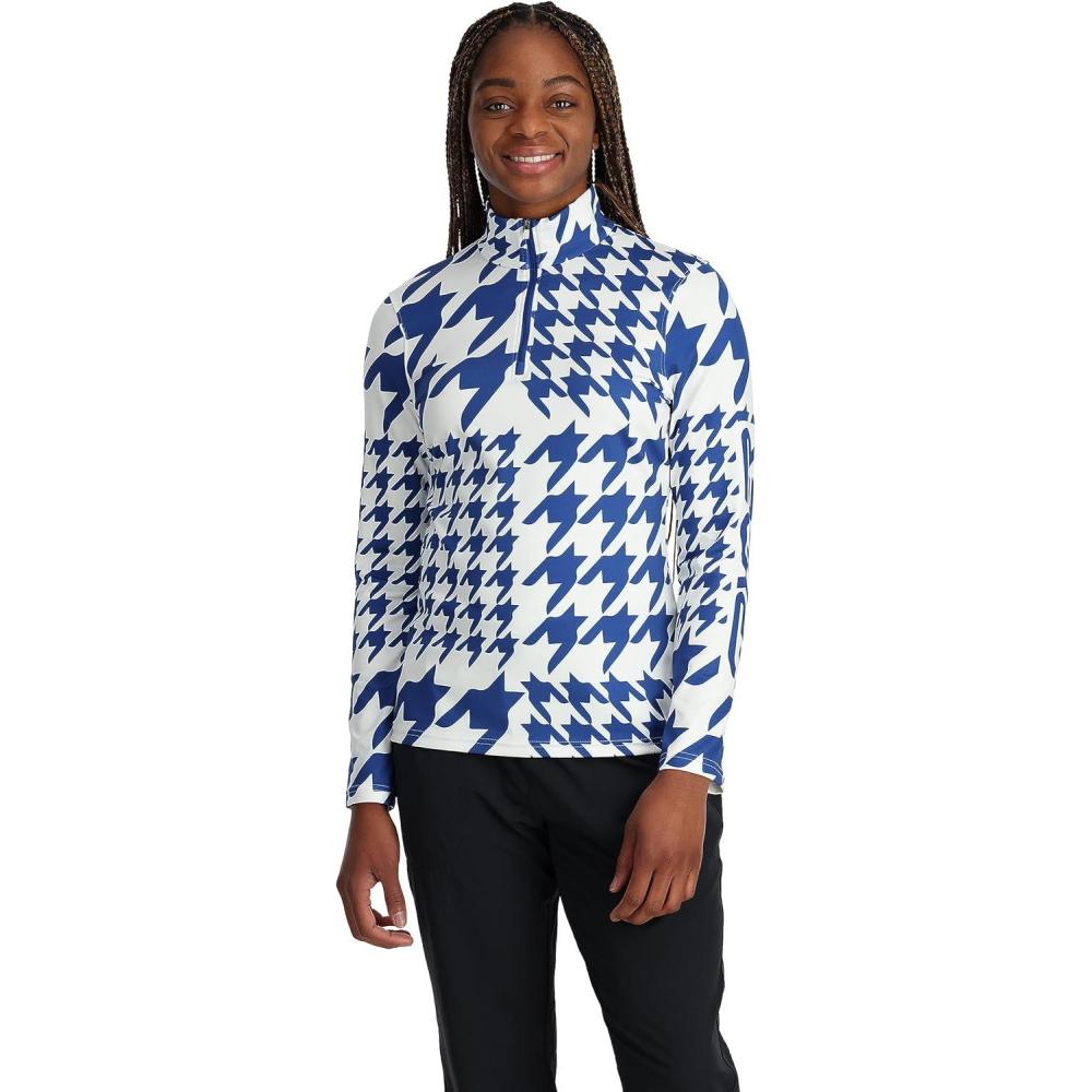imageSpyder Womens Houndstooth Half Zip TNeckEblelctrblu