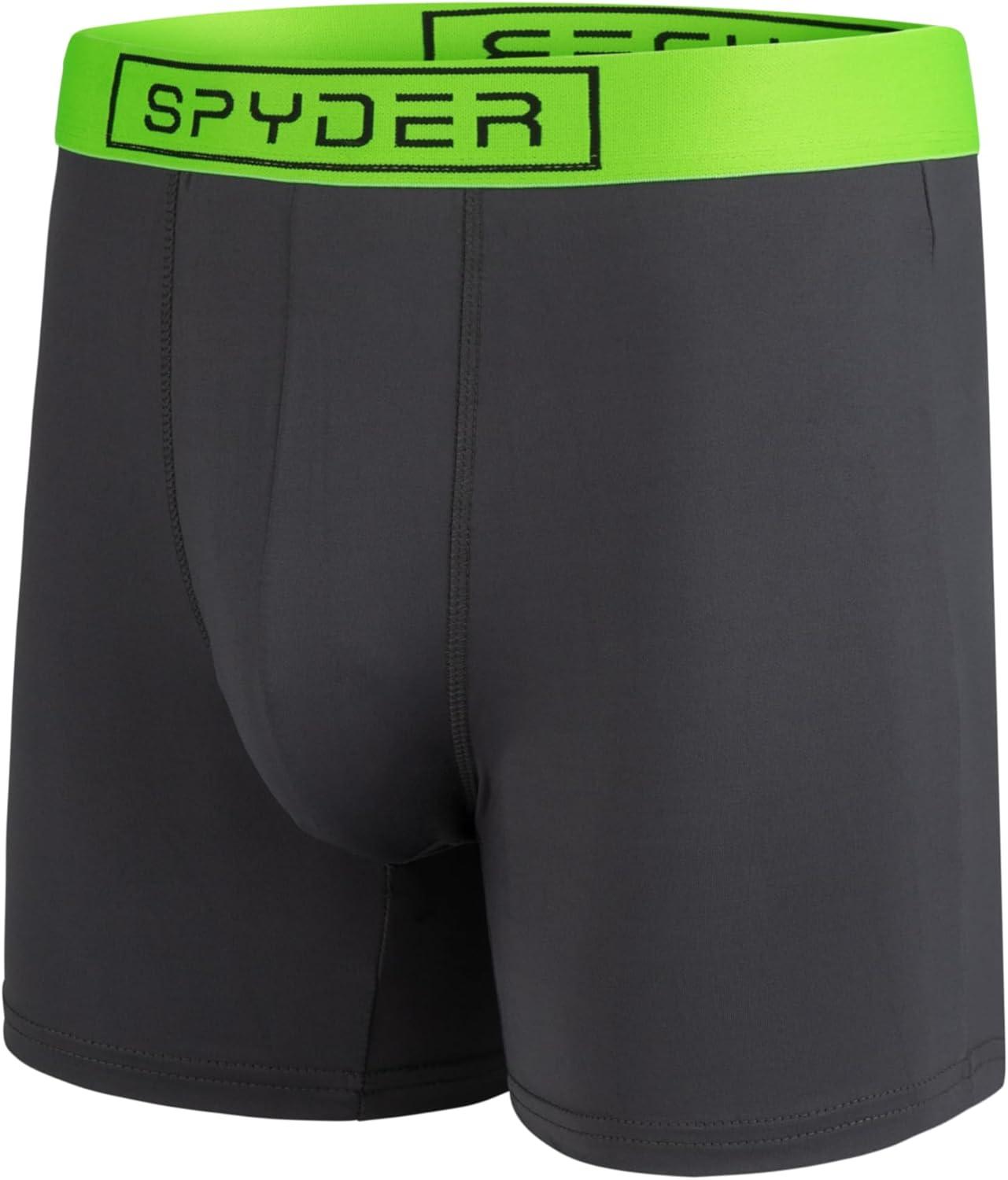 imageSpyder Mens Boxer Briefs 4 Pack Poly Spandex Performance Boxer Briefs UnderwearBlackBlackCharcoalTurquoise