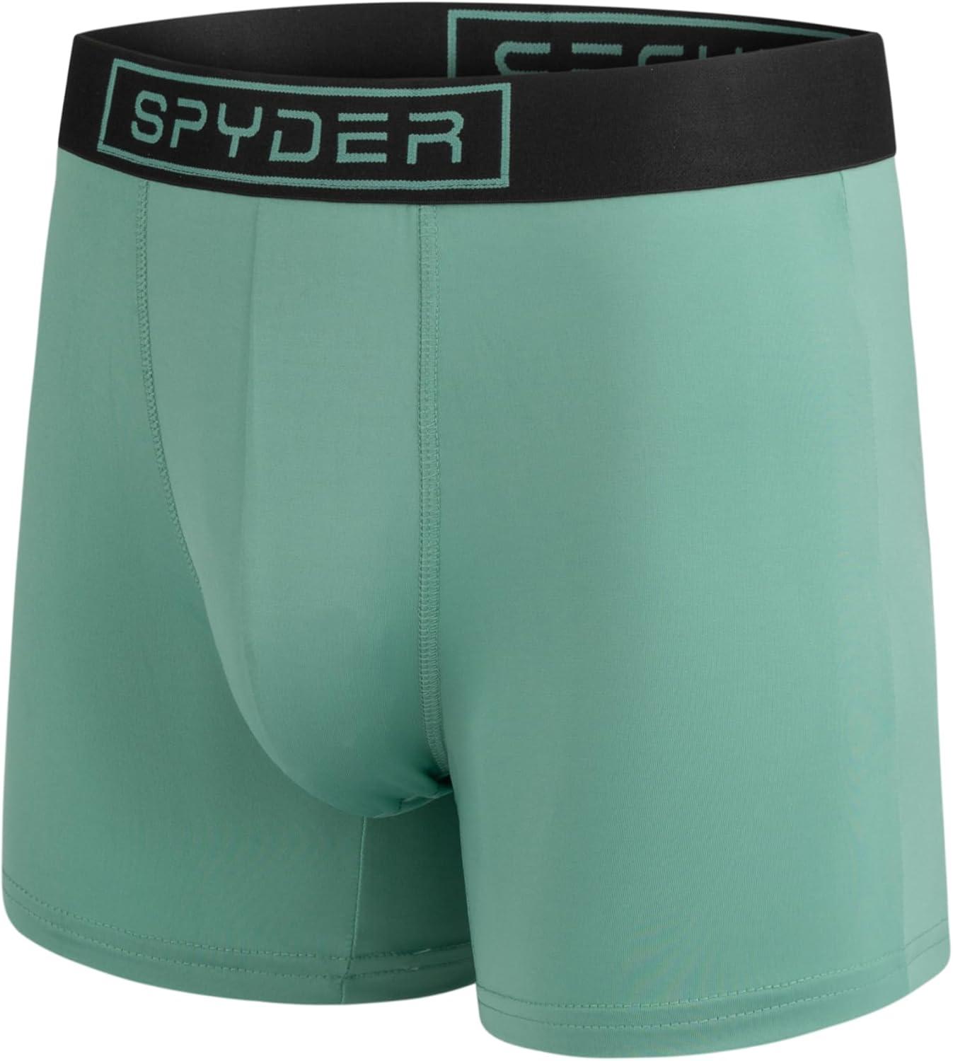 imageSpyder Mens Boxer Briefs 4 Pack Poly Spandex Performance Boxer Briefs UnderwearBlackBlackCharcoalTurquoise