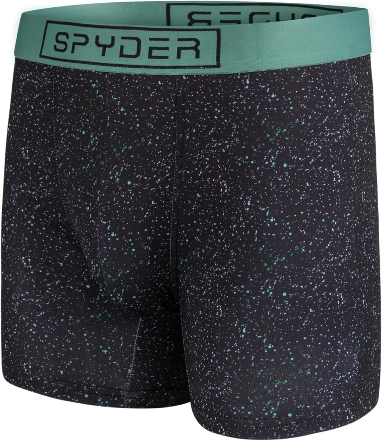 imageSpyder Mens Boxer Briefs 4 Pack Poly Spandex Performance Boxer Briefs UnderwearBlackBlackCharcoalTurquoise