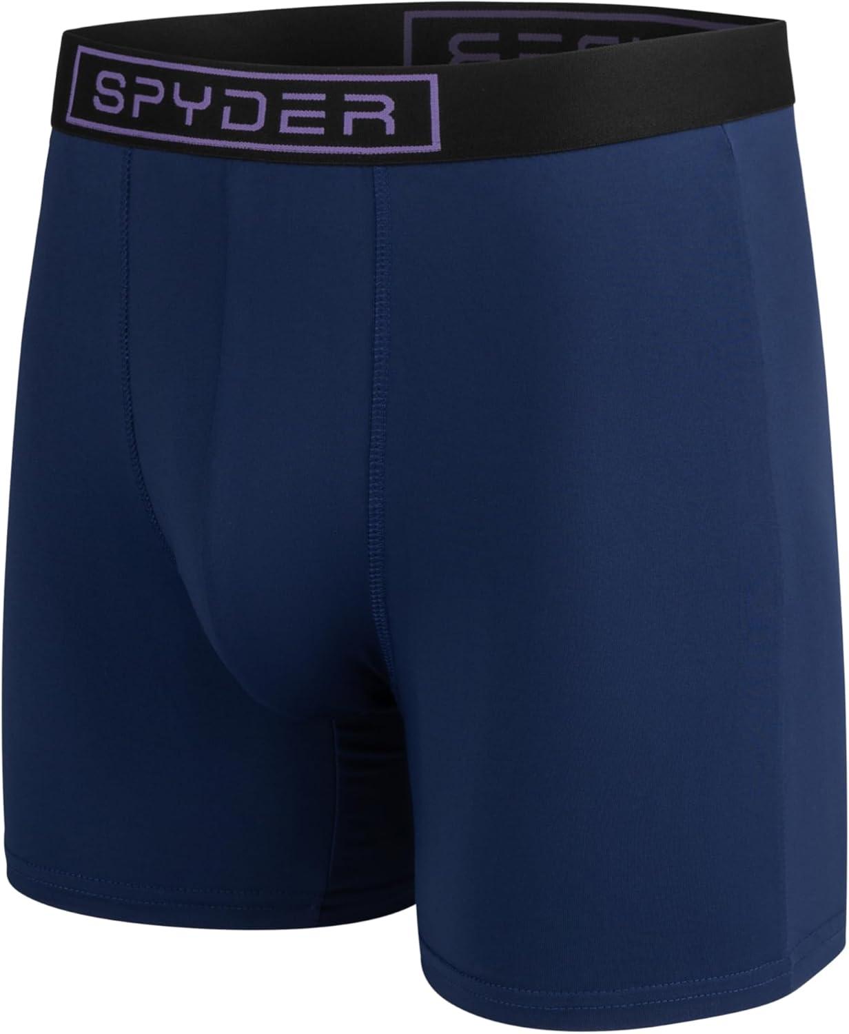 imageSpyder Mens Boxer Briefs 4 Pack Poly Spandex Performance Boxer Briefs UnderwearBlackBlackTealNavy