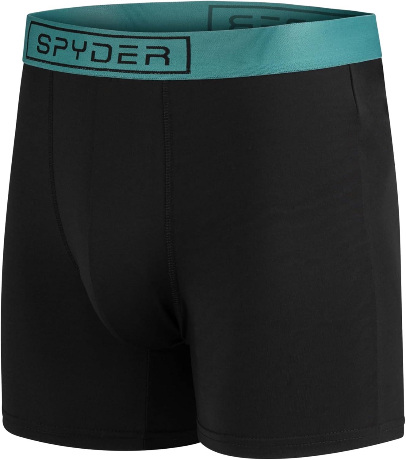 imageSpyder Mens Boxer Briefs 4 Pack Poly Spandex Performance Boxer Briefs UnderwearBlackBlackTealNavy