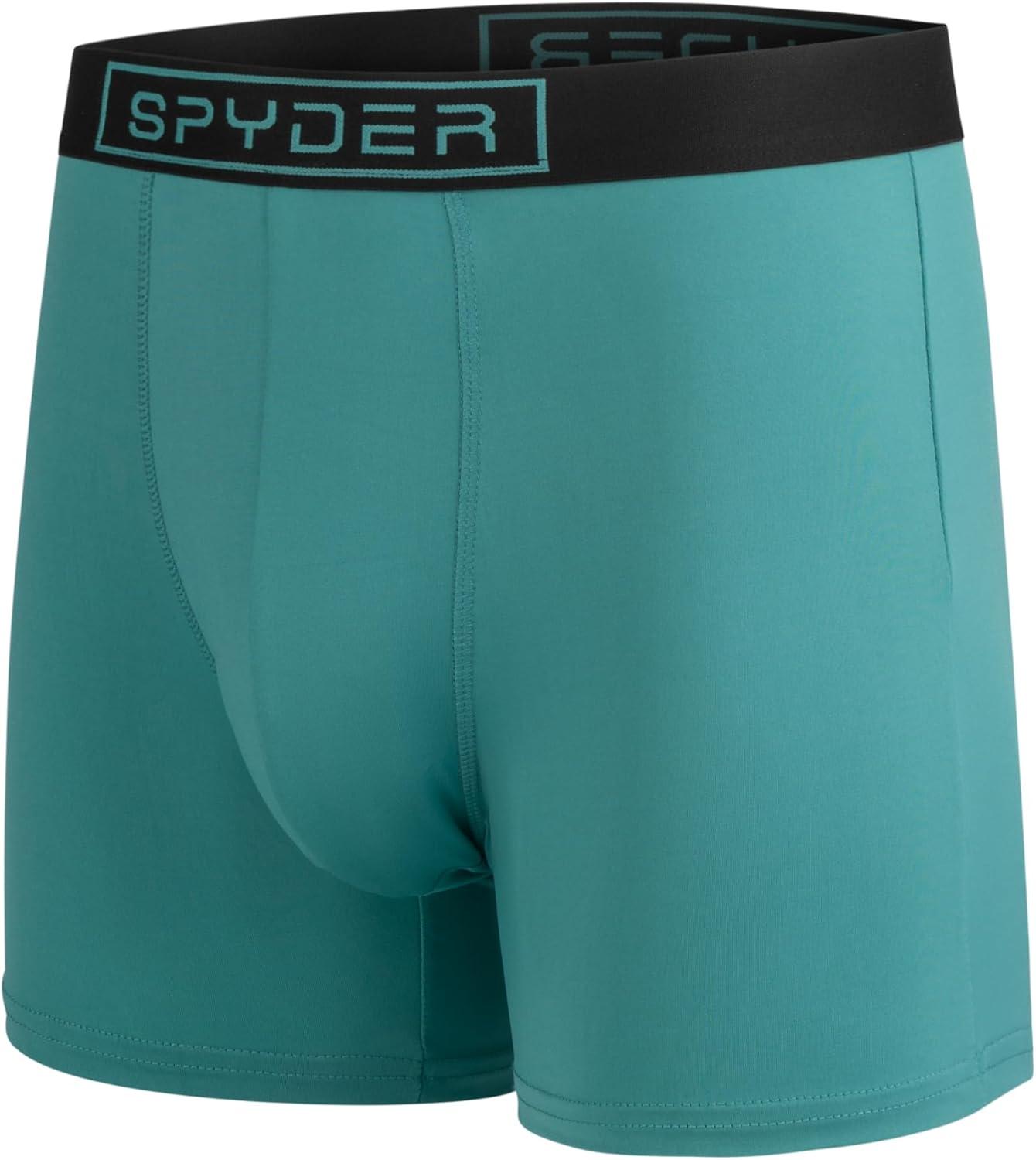 imageSpyder Mens Boxer Briefs 4 Pack Poly Spandex Performance Boxer Briefs UnderwearBlackBlackTealNavy
