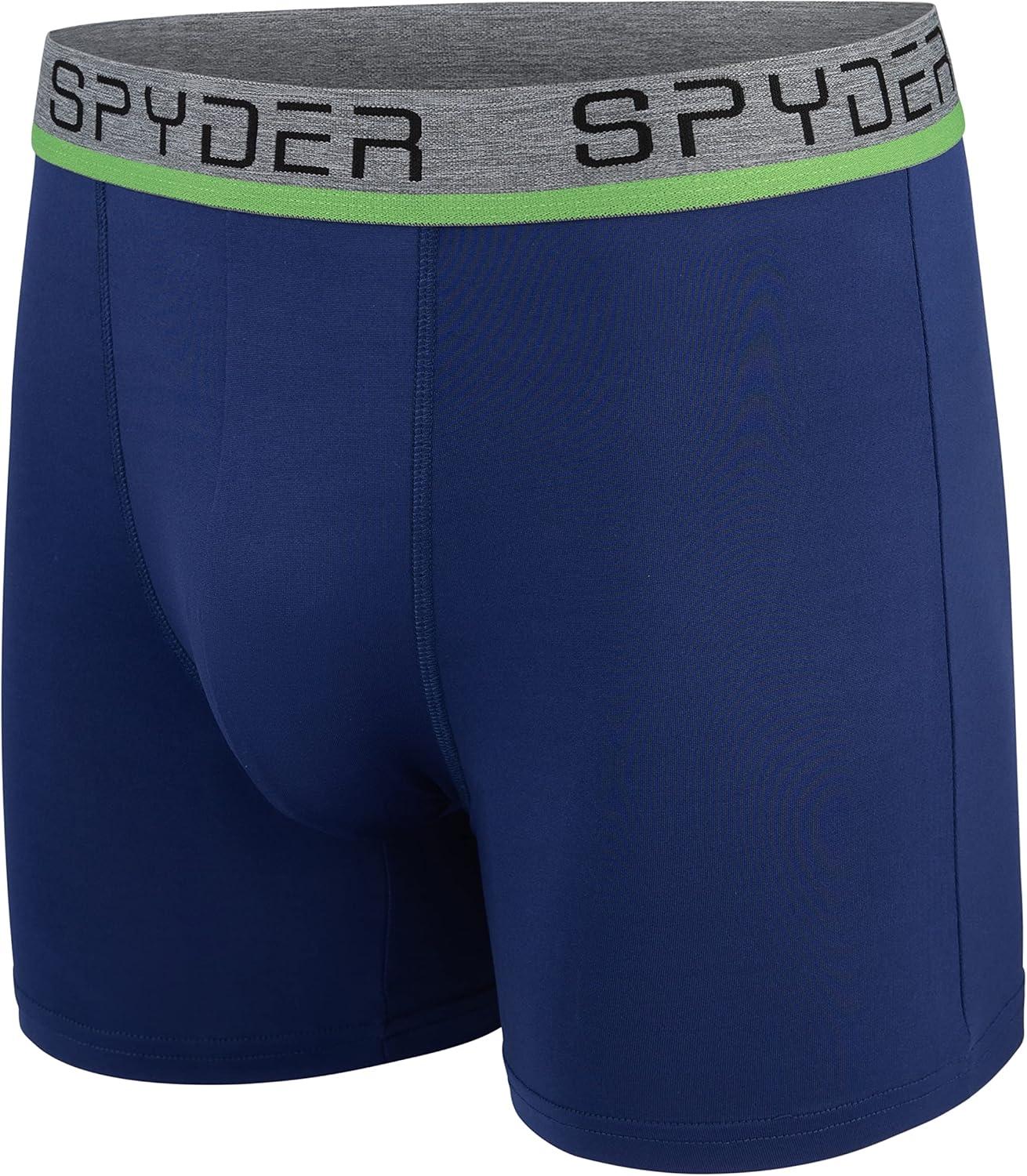 imageSpyder Mens Boxer Briefs 4 Pack Poly Spandex Performance Boxer Briefs UnderwearGreyBlueBlackGreen
