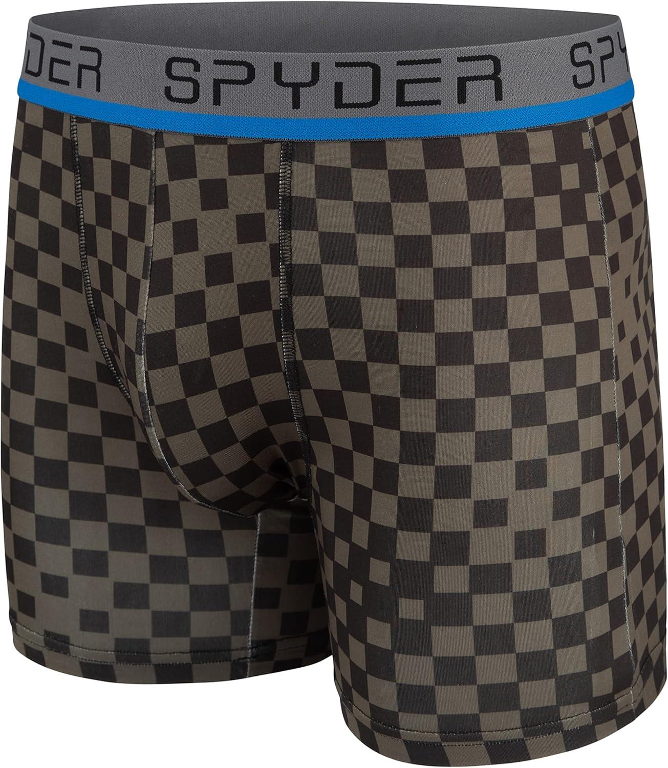imageSpyder Mens Boxer Briefs 4 Pack Poly Spandex Performance Boxer Briefs UnderwearGreyBlueBlackGreen