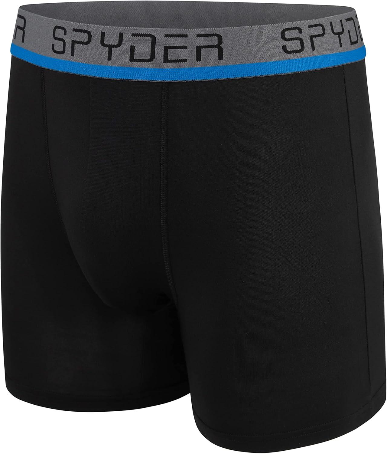 imageSpyder Mens Boxer Briefs 4 Pack Poly Spandex Performance Boxer Briefs UnderwearGreyBlueBlackGreen