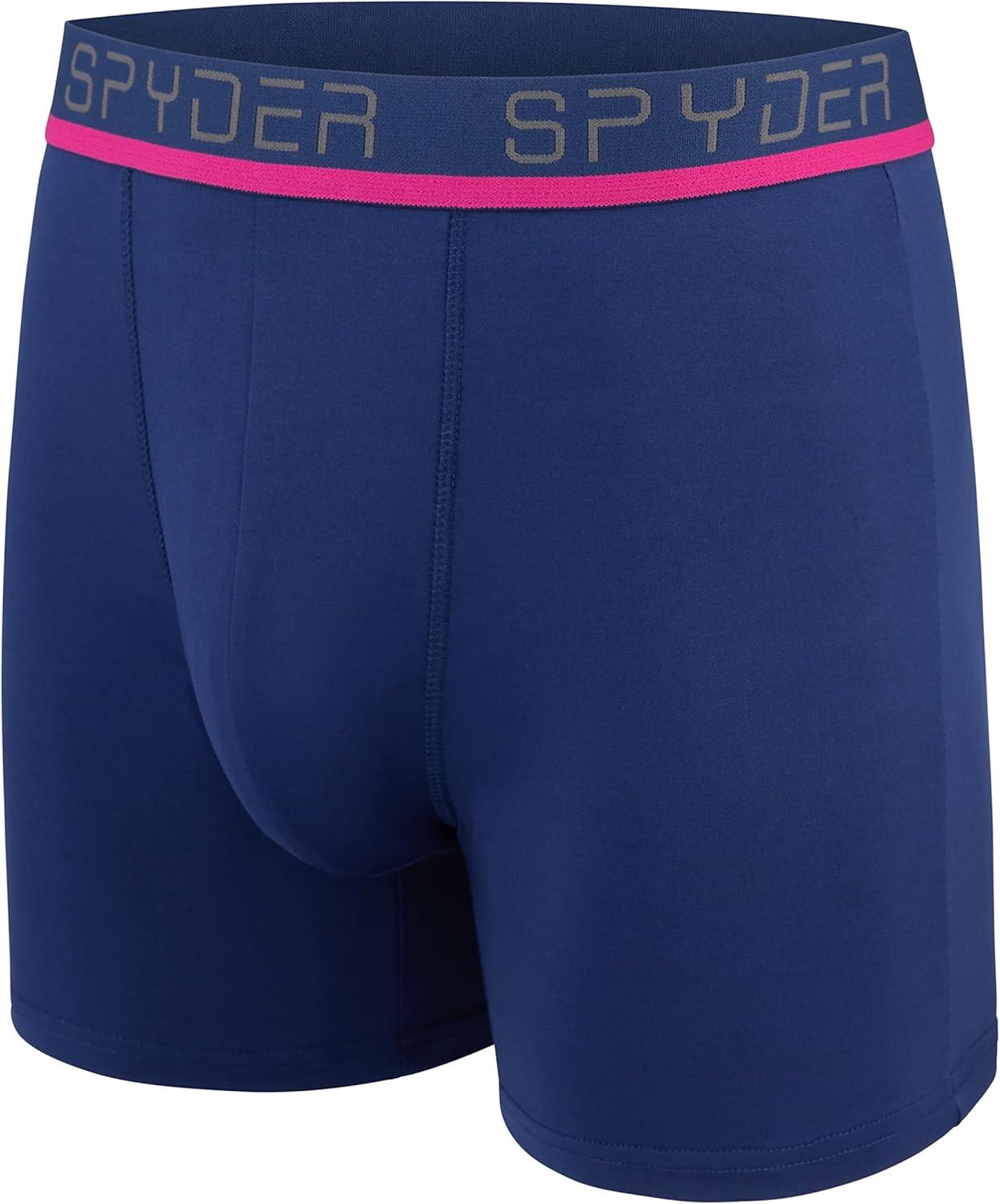 imageSpyder Mens Boxer Briefs 4 Pack Poly Spandex Performance Boxer Briefs UnderwearGreyRedGreyBlue
