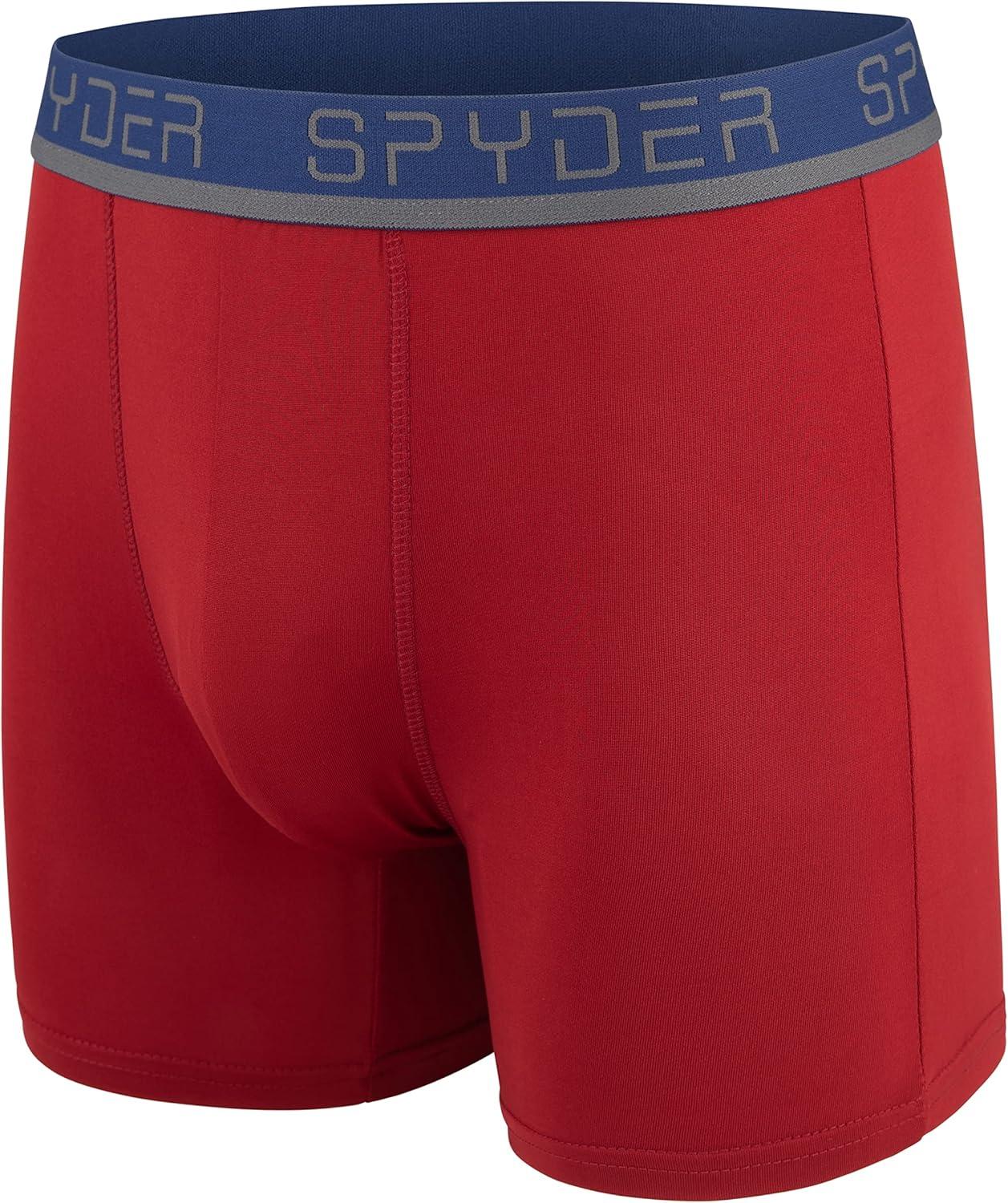 imageSpyder Mens Boxer Briefs 4 Pack Poly Spandex Performance Boxer Briefs UnderwearGreyRedGreyBlue