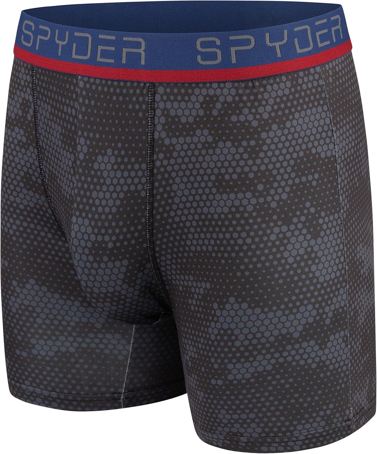 imageSpyder Mens Boxer Briefs 4 Pack Poly Spandex Performance Boxer Briefs UnderwearGreyRedGreyBlue