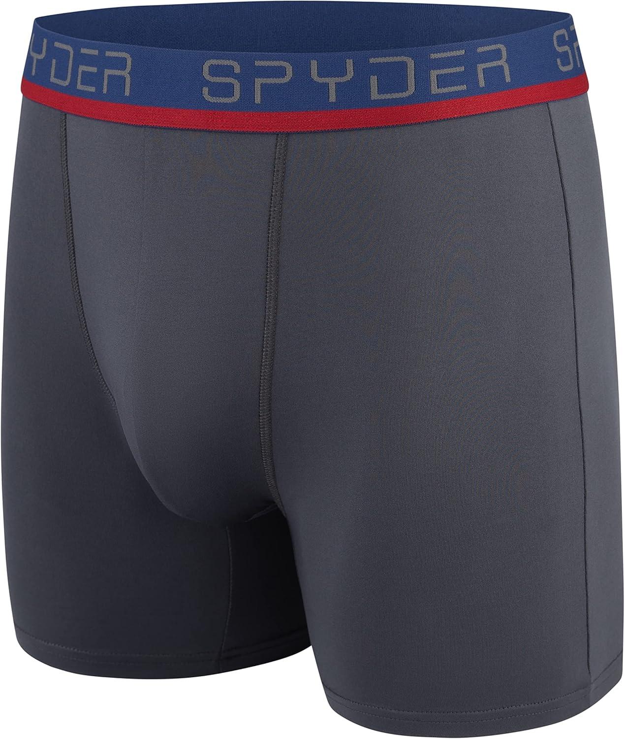 imageSpyder Mens Boxer Briefs 4 Pack Poly Spandex Performance Boxer Briefs UnderwearGreyRedGreyBlue