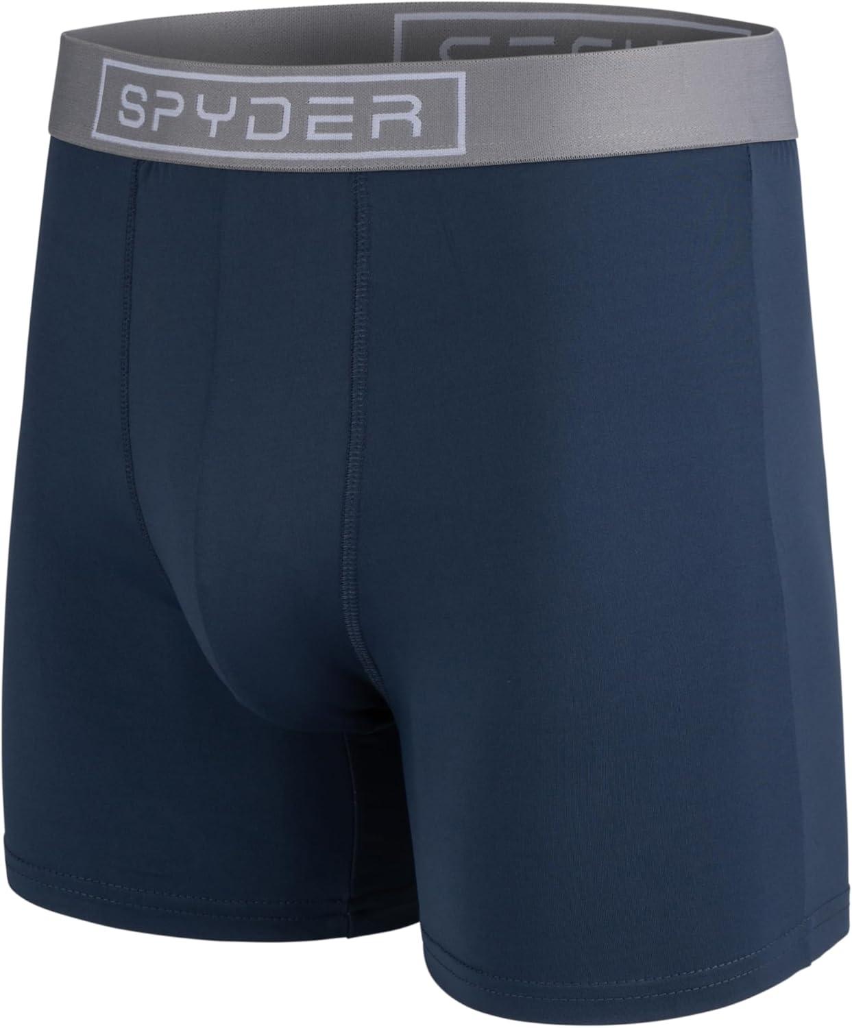 imageSpyder Mens Boxer Briefs 4 Pack Poly Spandex Performance Boxer Briefs UnderwearNavyNavyCharcoalGrey