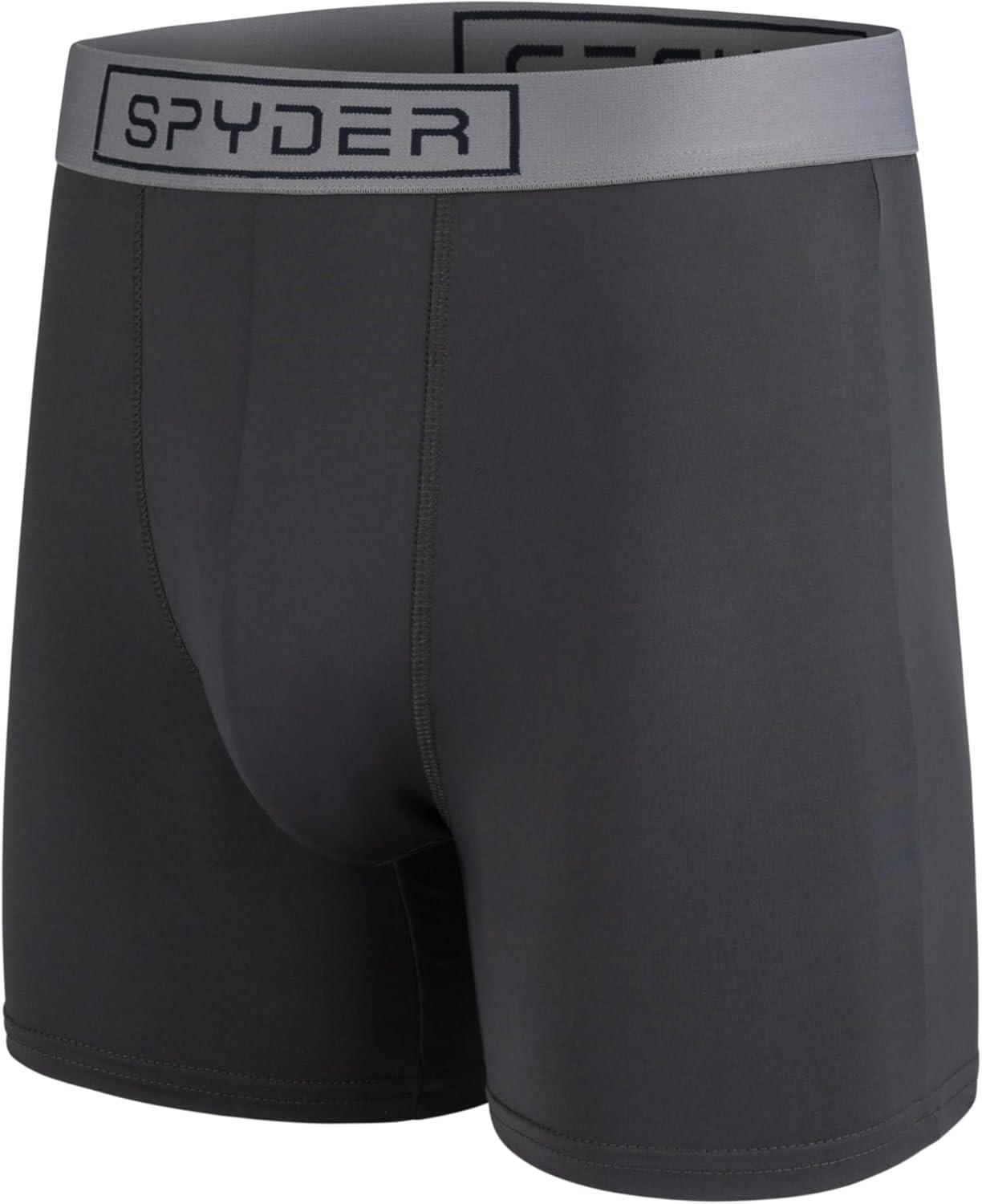 imageSpyder Mens Boxer Briefs 4 Pack Poly Spandex Performance Boxer Briefs UnderwearNavyNavyCharcoalGrey