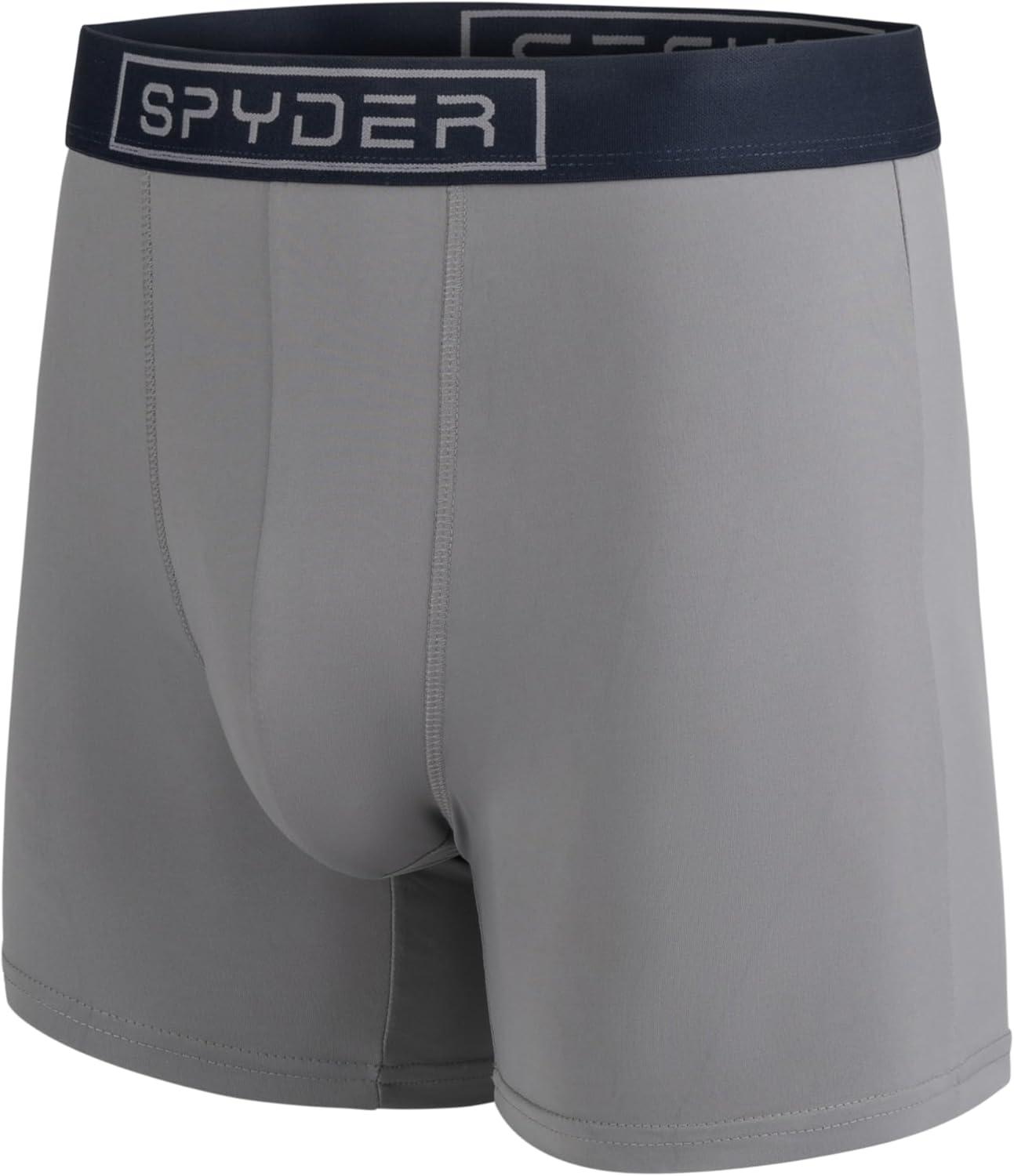 imageSpyder Mens Boxer Briefs 4 Pack Poly Spandex Performance Boxer Briefs UnderwearNavyNavyCharcoalGrey