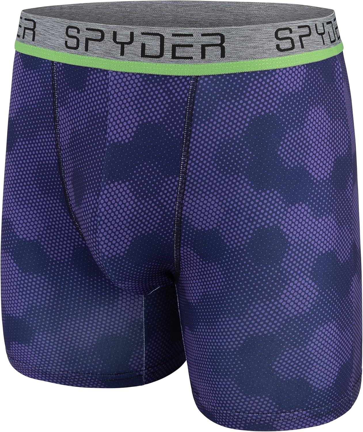 imageSpyder Mens Boxer Briefs 4 Pack Poly Spandex Performance Boxer Briefs UnderwearPurpleBluePurpleGrey