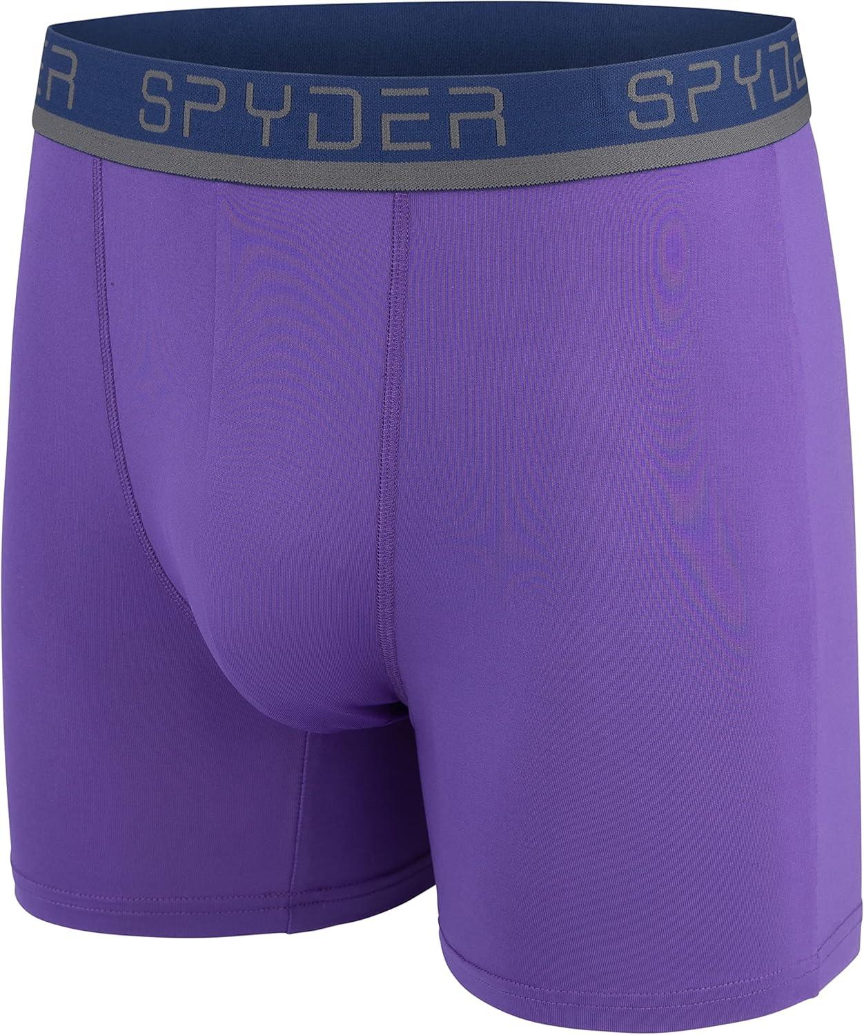 imageSpyder Mens Boxer Briefs 4 Pack Poly Spandex Performance Boxer Briefs UnderwearPurpleNavyPurpleGrey