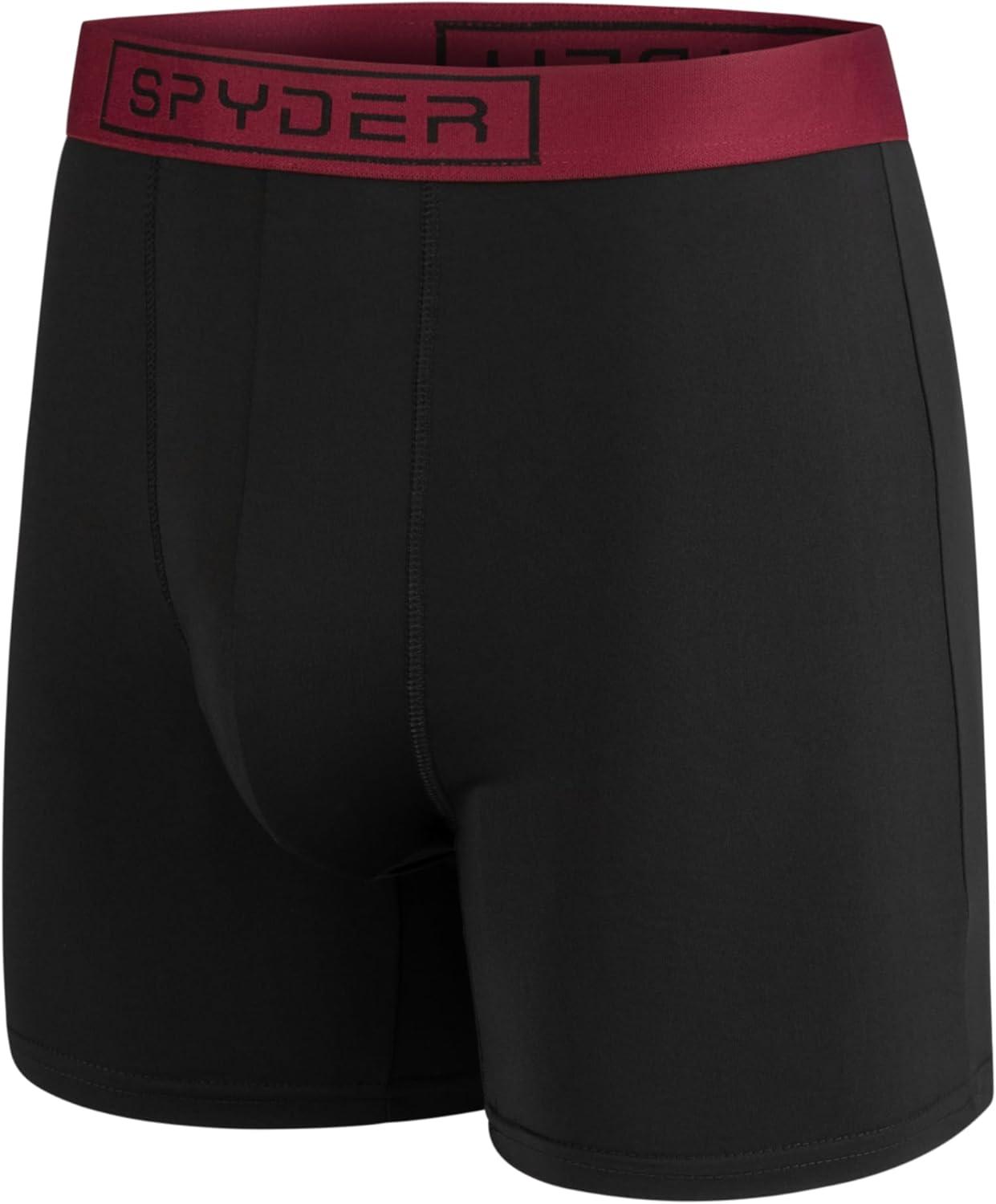 imageSpyder Mens Boxer Briefs 4 Pack Poly Spandex Performance Boxer Briefs UnderwearRedRedBlackGrey