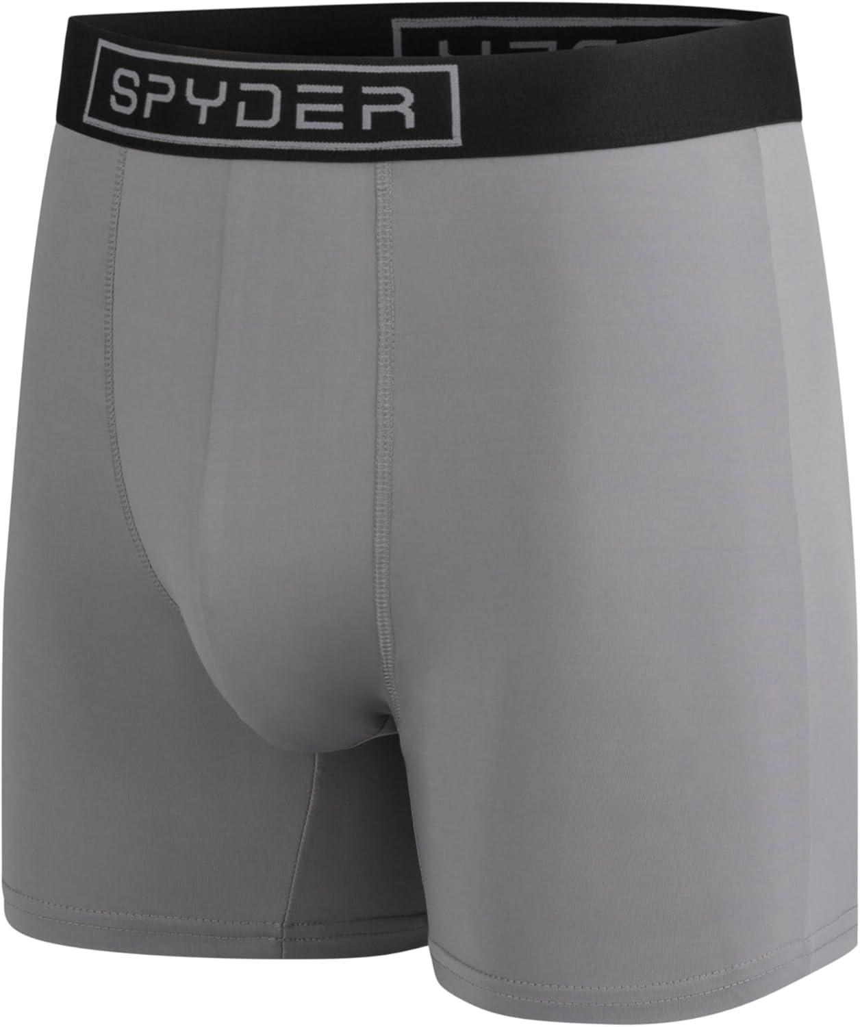 imageSpyder Mens Boxer Briefs 4 Pack Poly Spandex Performance Boxer Briefs UnderwearRedRedBlackGrey