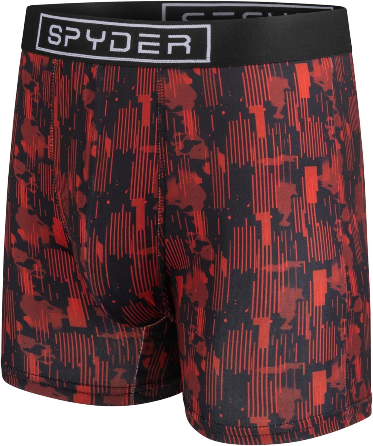 imageSpyder Mens Boxer Briefs 4 Pack Poly Spandex Performance Boxer Briefs UnderwearRedRedBlackGrey
