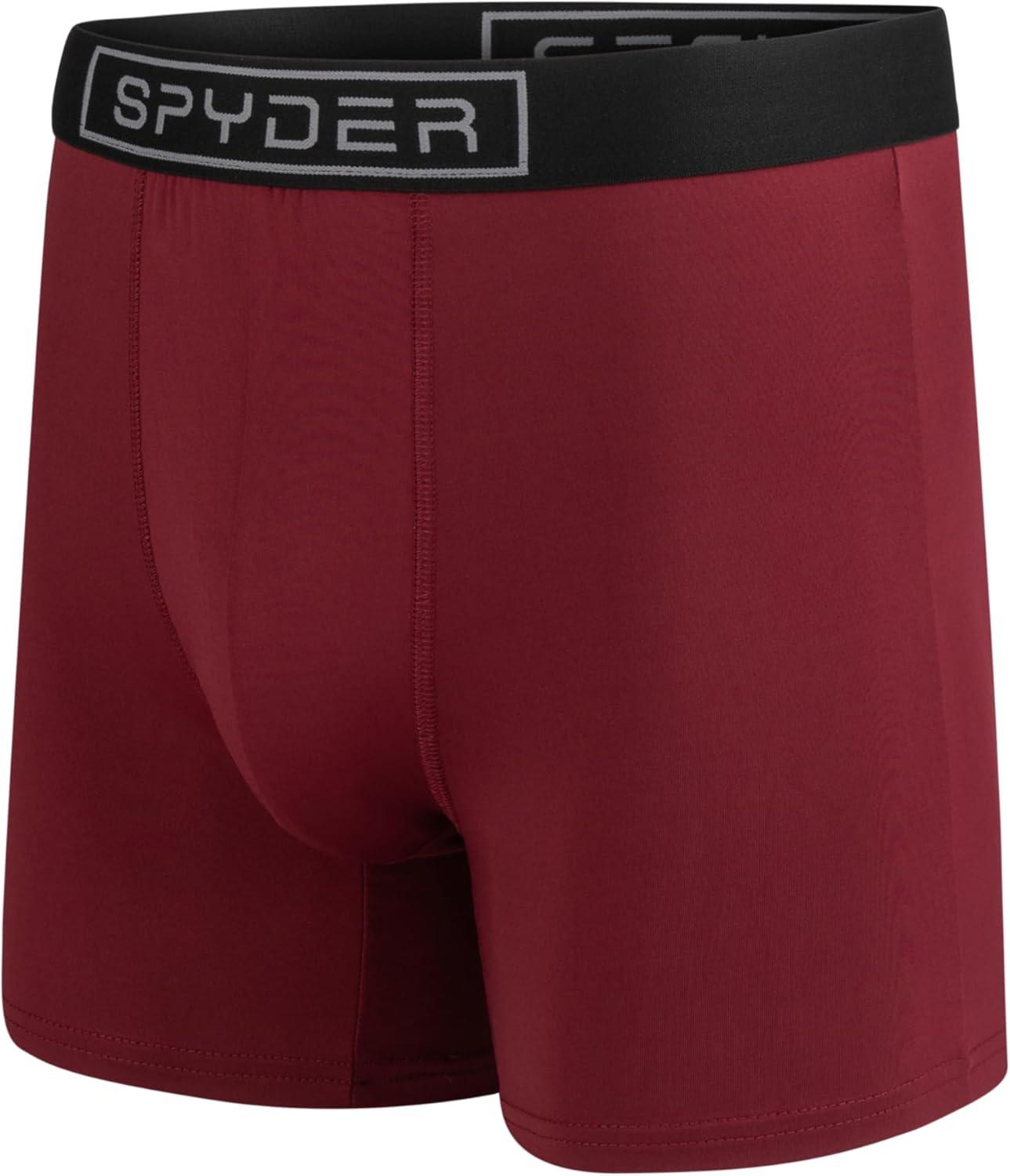 imageSpyder Mens Boxer Briefs 4 Pack Poly Spandex Performance Boxer Briefs UnderwearRedRedBlackGrey