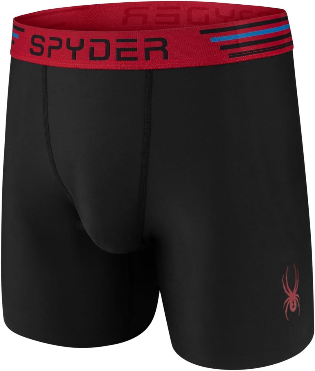 imageSpyder Mens Boxer Briefs 4 Pack Poly Spandex Performance UnderwearBonded Hem Boxer BriefsBlackBlackBlackBlack