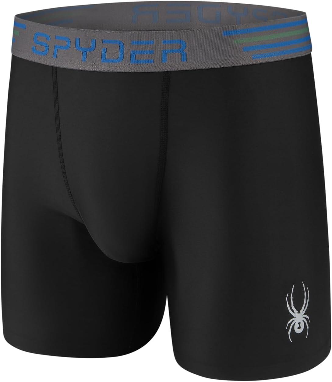 imageSpyder Mens Boxer Briefs 4 Pack Poly Spandex Performance UnderwearBonded Hem Boxer BriefsBlackBlackBlackBlack