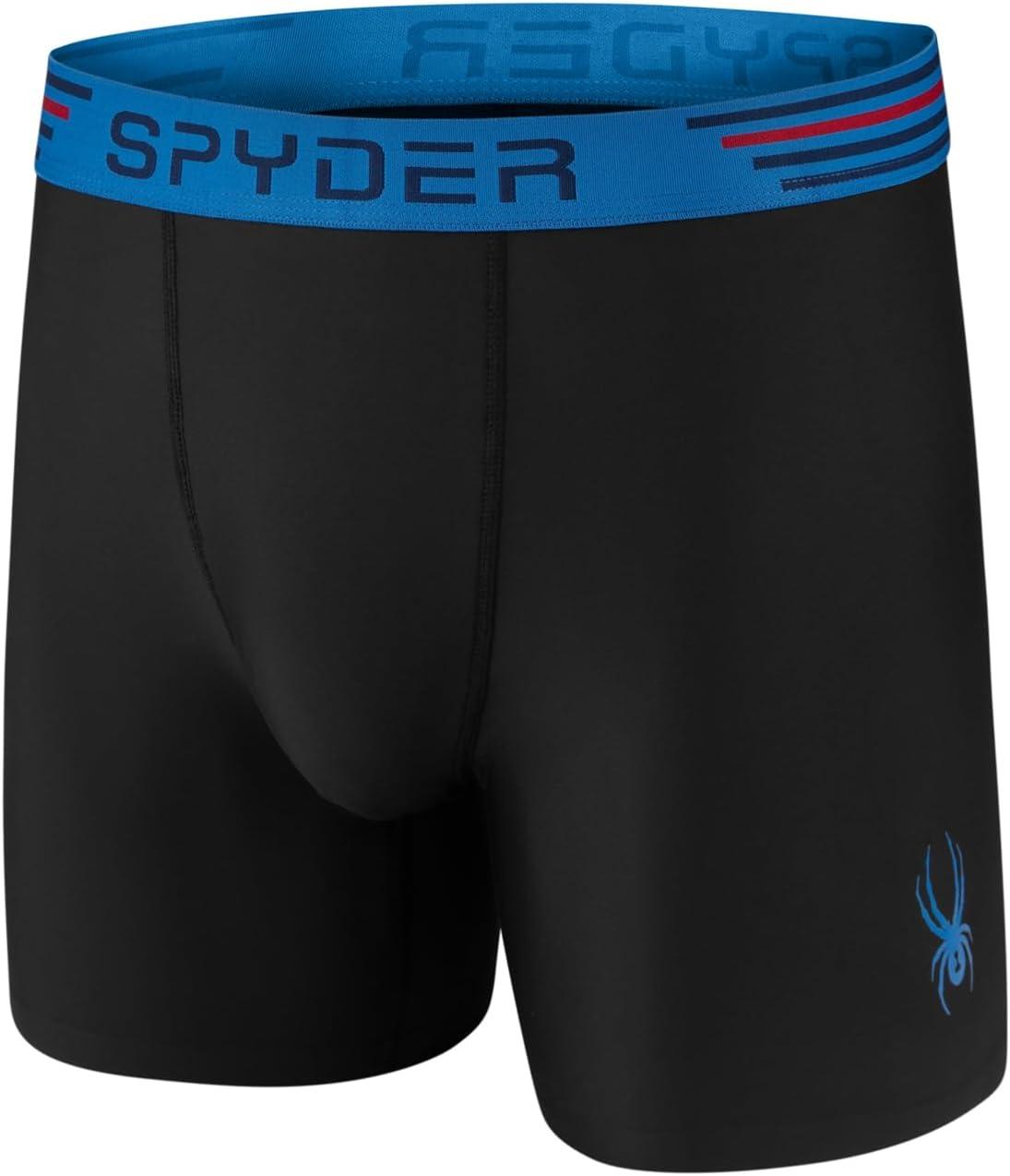 imageSpyder Mens Boxer Briefs 4 Pack Poly Spandex Performance UnderwearBonded Hem Boxer BriefsBlackBlackBlackBlack