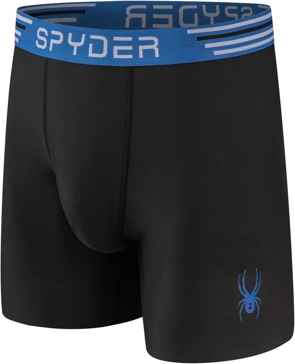 imageSpyder Mens Boxer Briefs 4 Pack Poly Spandex Performance UnderwearBonded Hem Boxer BriefsBlackBlkBlackBlk